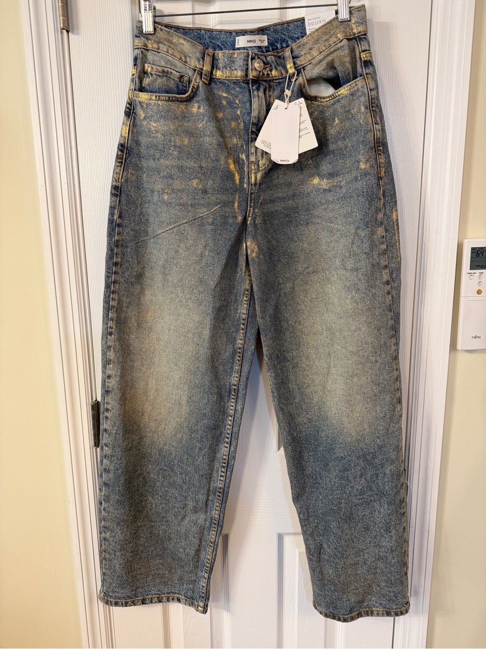 MNG by Mango Balloon Jeans | Metallic Effect Mid-Rise Loose Fit